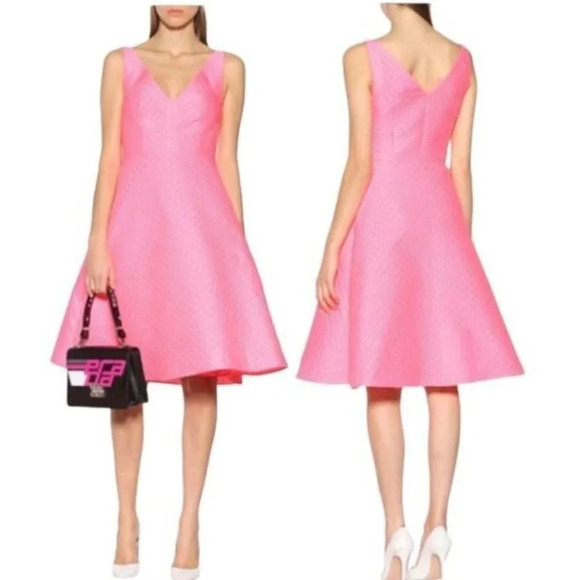 Prada Duchesse  Froiss Textured Sleeveless Bright Pink Dress Sz 6 - Picture 1 of 16